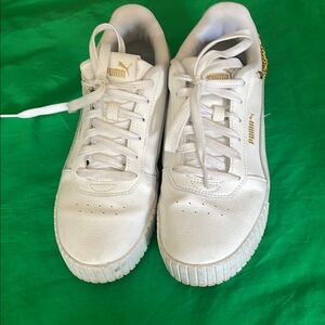 Puma White and Gold Casual Sneakers used